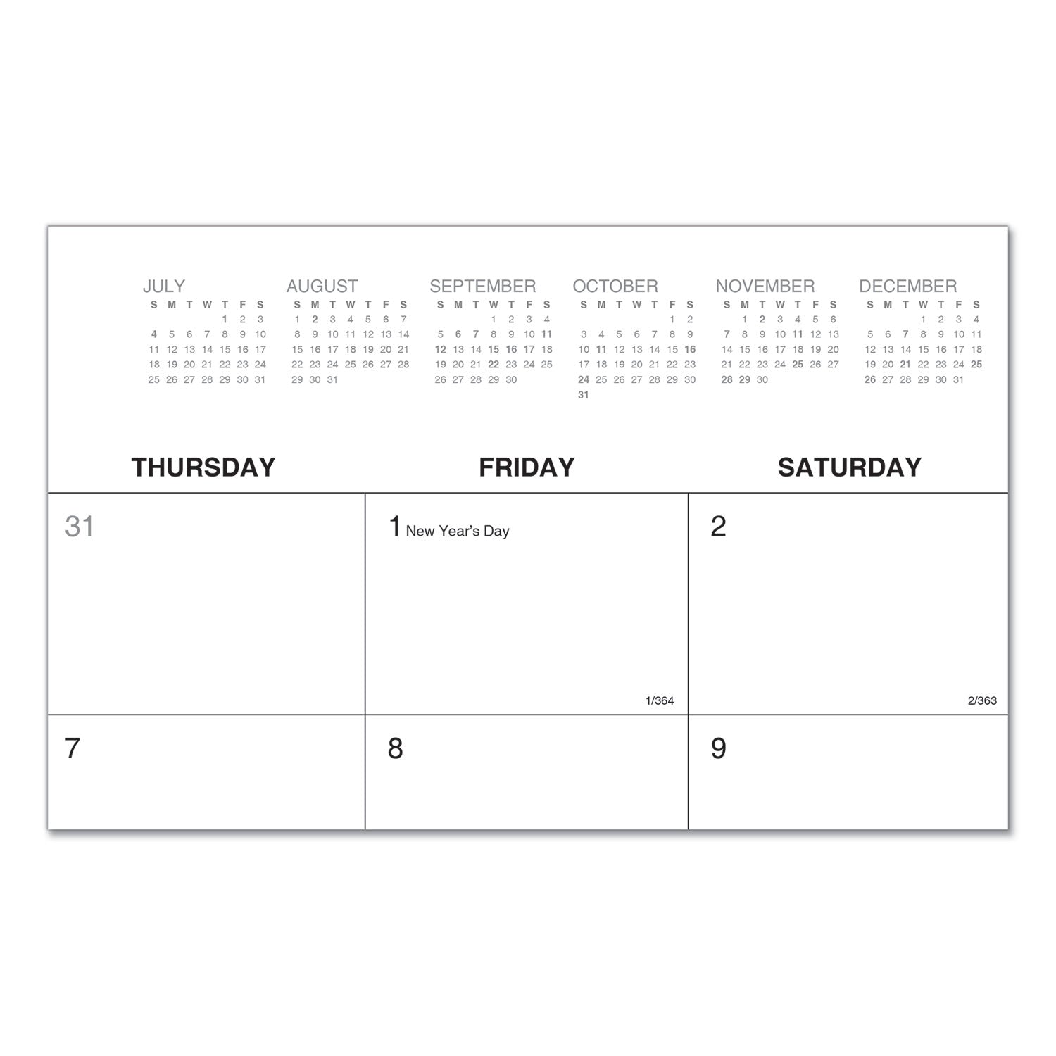 Universal Desk Pad Calendar, 22 x 17, White/Black Sheets, Black Binding, Clear Corners, 12-Month (Jan to Dec): 2023