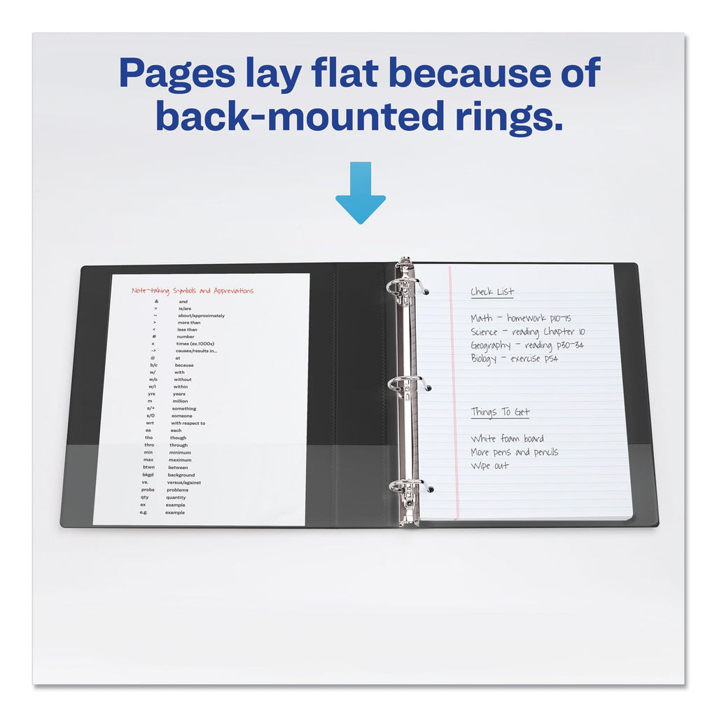 Avery Durable View Binder with DuraHinge and Slant Rings, 3 Rings, 0.5" Capacity, 11 x 8.5, Black