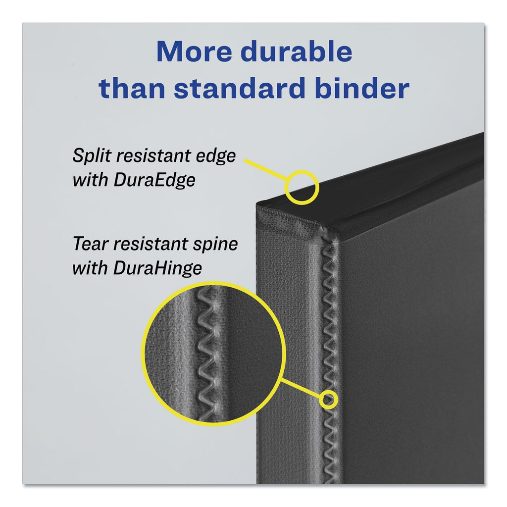 Avery Durable View Binder with DuraHinge and Slant Rings, 3 Rings, 1" Capacity, 11 x 8.5, Black