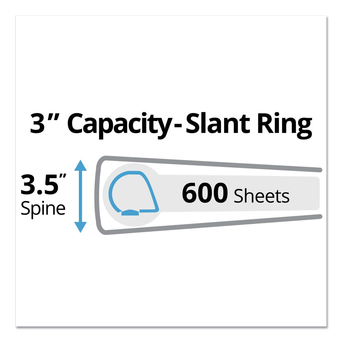 Avery Durable View Binder with DuraHinge and Slant Rings, 3 Rings, 3" Capacity, 11 x 8.5, White, 4/Pack