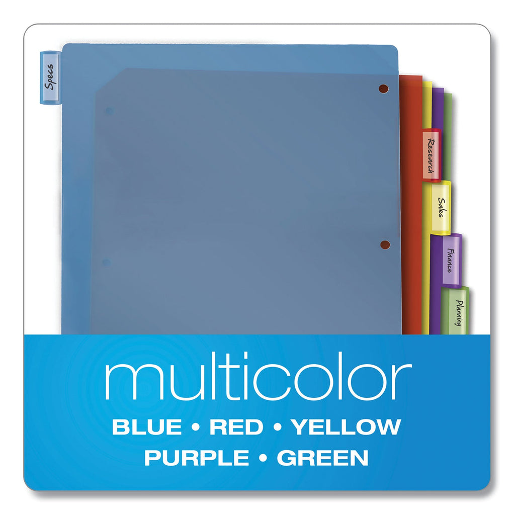 Cardinal Poly Index Dividers, 5-Tab, 11 x 8.5, Assorted, 4 Sets