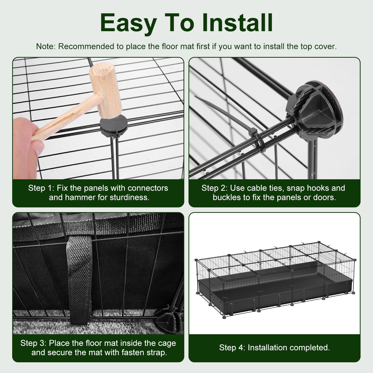 Guinea Pig Cage 47x24x12" with 20 Panels & Waterproof Mat