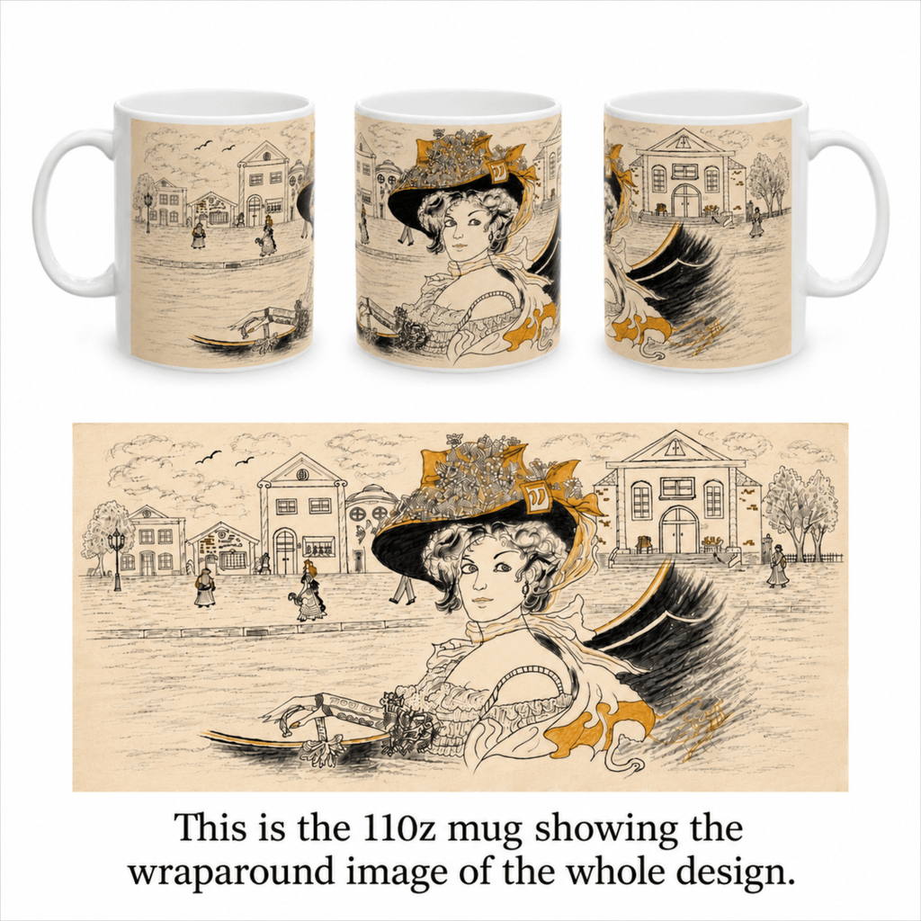 PimsArt Vintage Belle Victorian Mug From Original Drawing