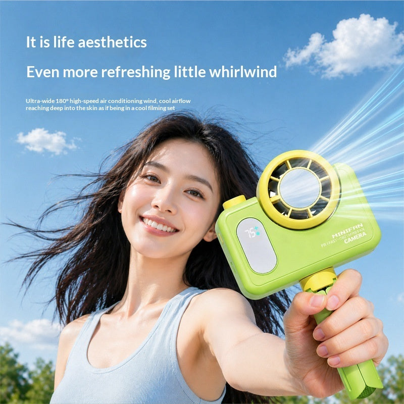 Mini Camera-Style Turbo Handheld Fan — 5-Speed, USB, 3 Styles