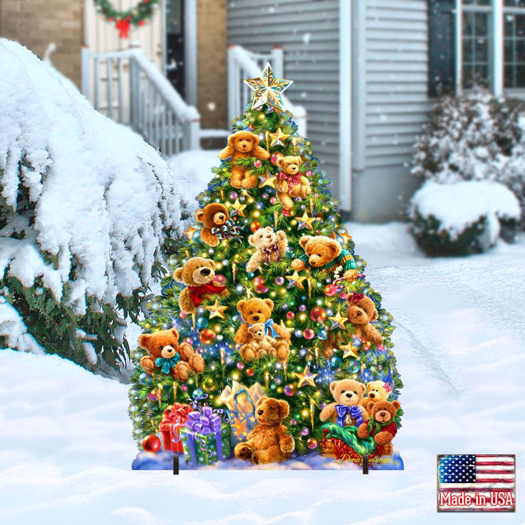 Teddy Bear Tree Holiday Outdoor Yard Sign by D. Gelsinger - Christmas Decor - 8461019F-1101