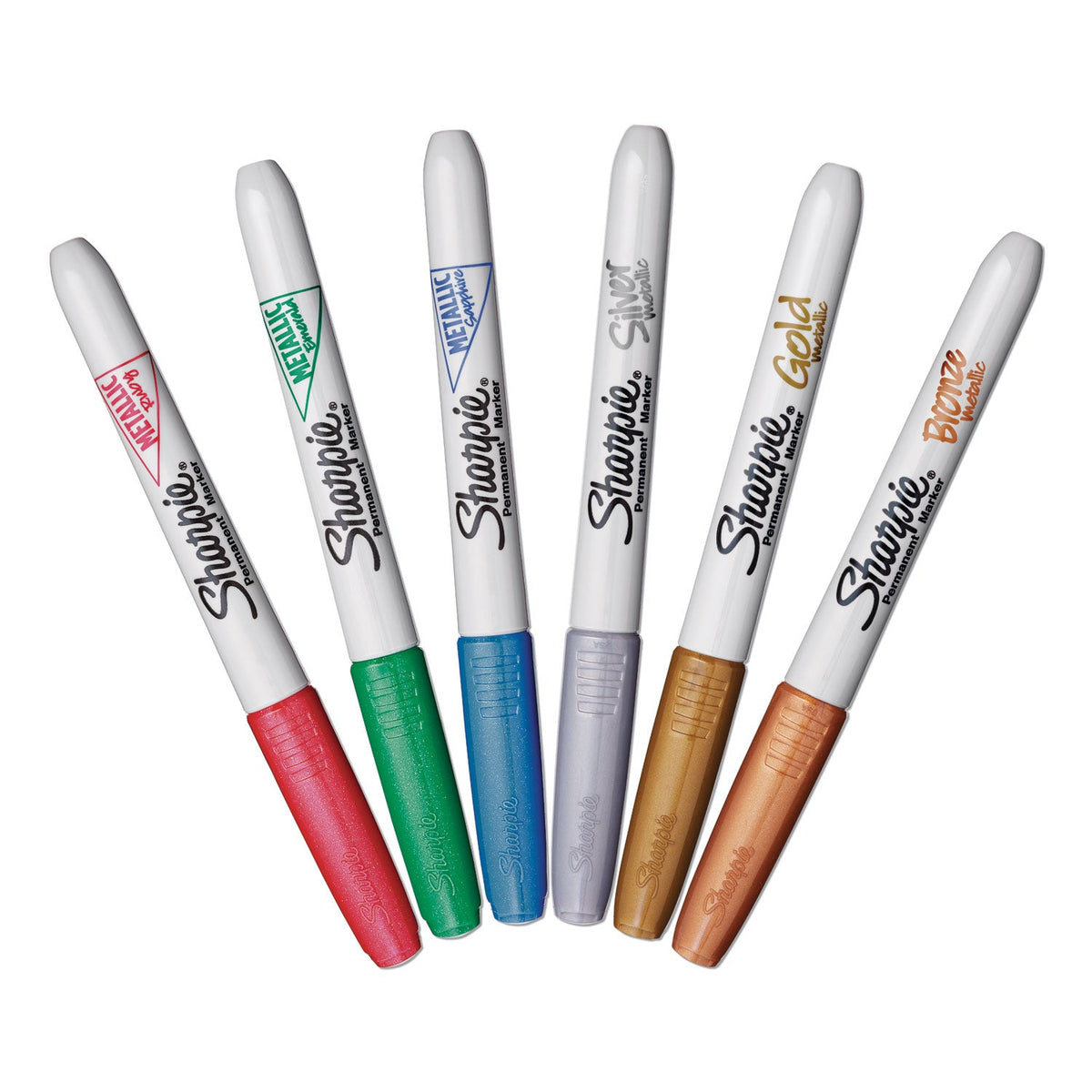 Sharpie Metallic Fine Point Permanent Markers, Fine Bullet Tip, Blue-Green-Red, 6/Pack