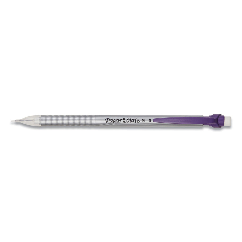 Paper Mate Write Bros Mechanical Pencil, 0.5 mm, HB (#2), Black Lead, Silver Barrel with Assorted Clip Colors, 24/Pack