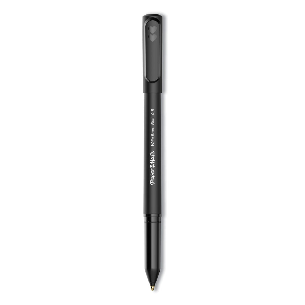 Paper Mate Write Bros. Ballpoint Pen, Stick, Fine 0.8 mm, Black Ink, Black Barrel, Dozen