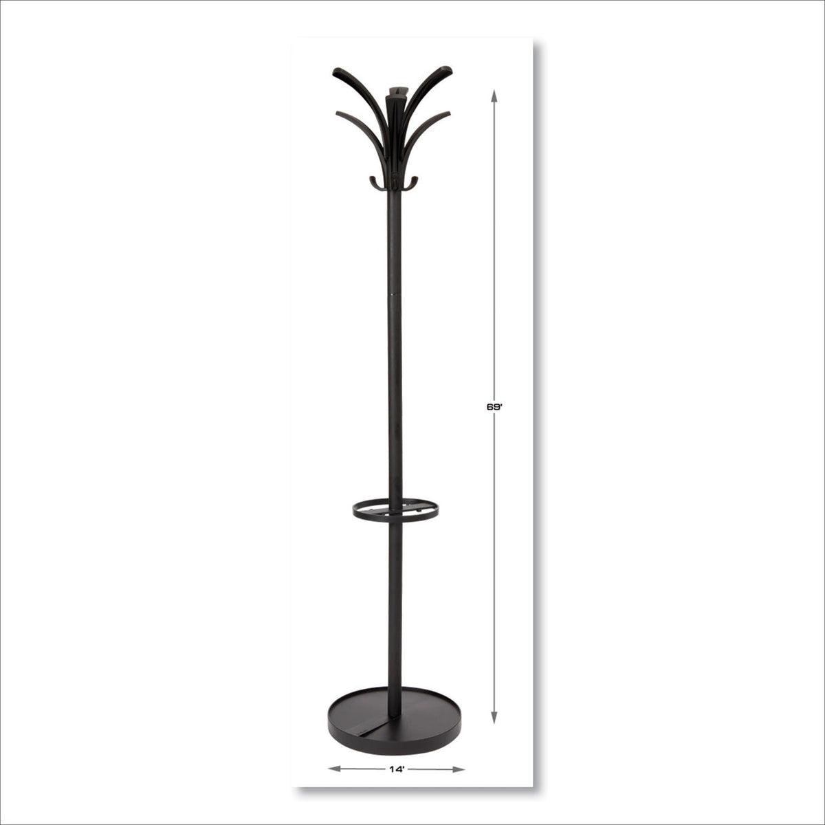 Alba Brio Coat Stand, 13.75w x 13.75d x 66.25h, Black