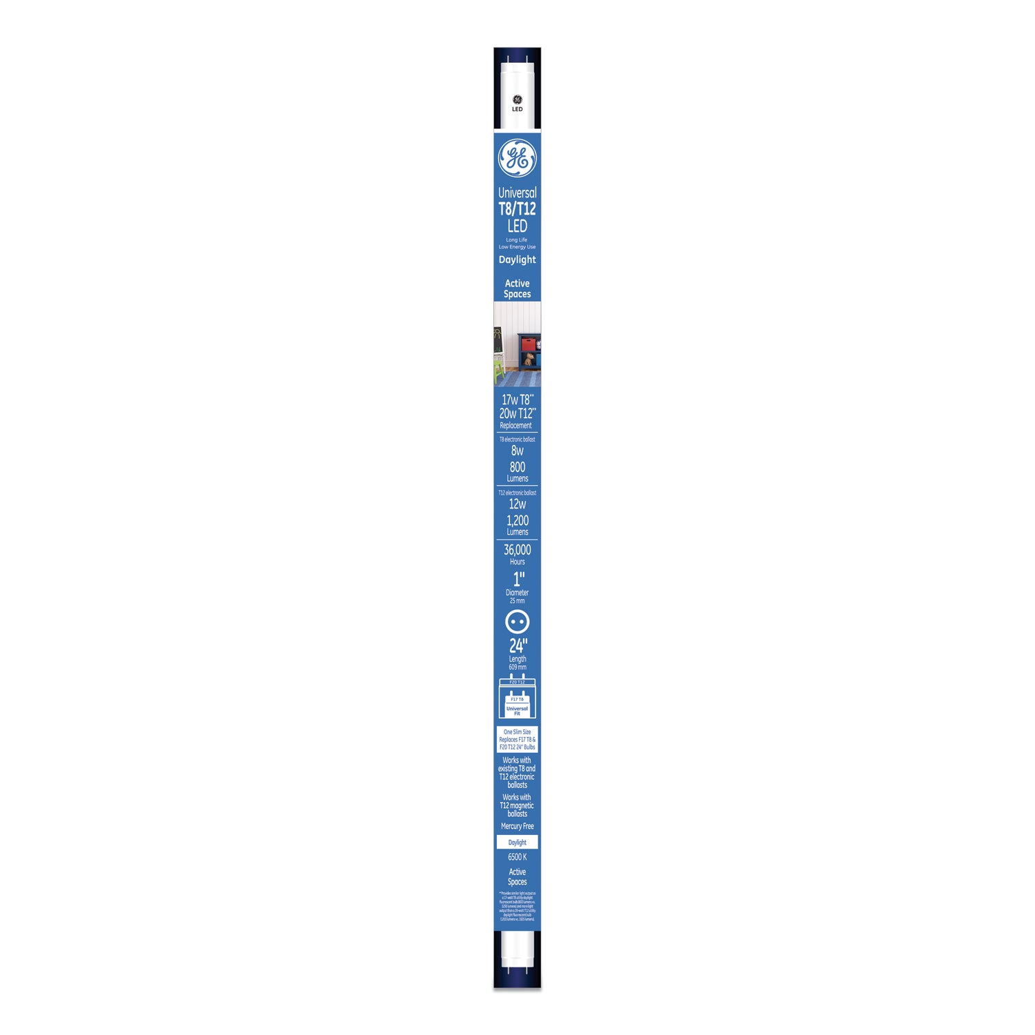 GE 24" T8/T12, 20 W, T8 Tube, Daylight, 6/Carton