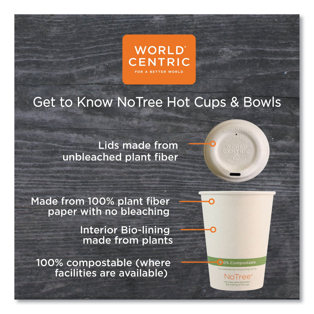 World Centric NoTree Paper Hot Cups, 16 oz, Natural, 1,000/Carton