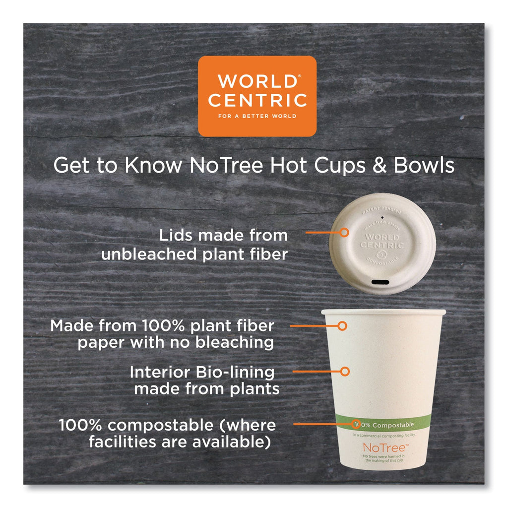 World Centric NoTree Paper Hot Cups, 8 oz, Natural, 1,000/Carton