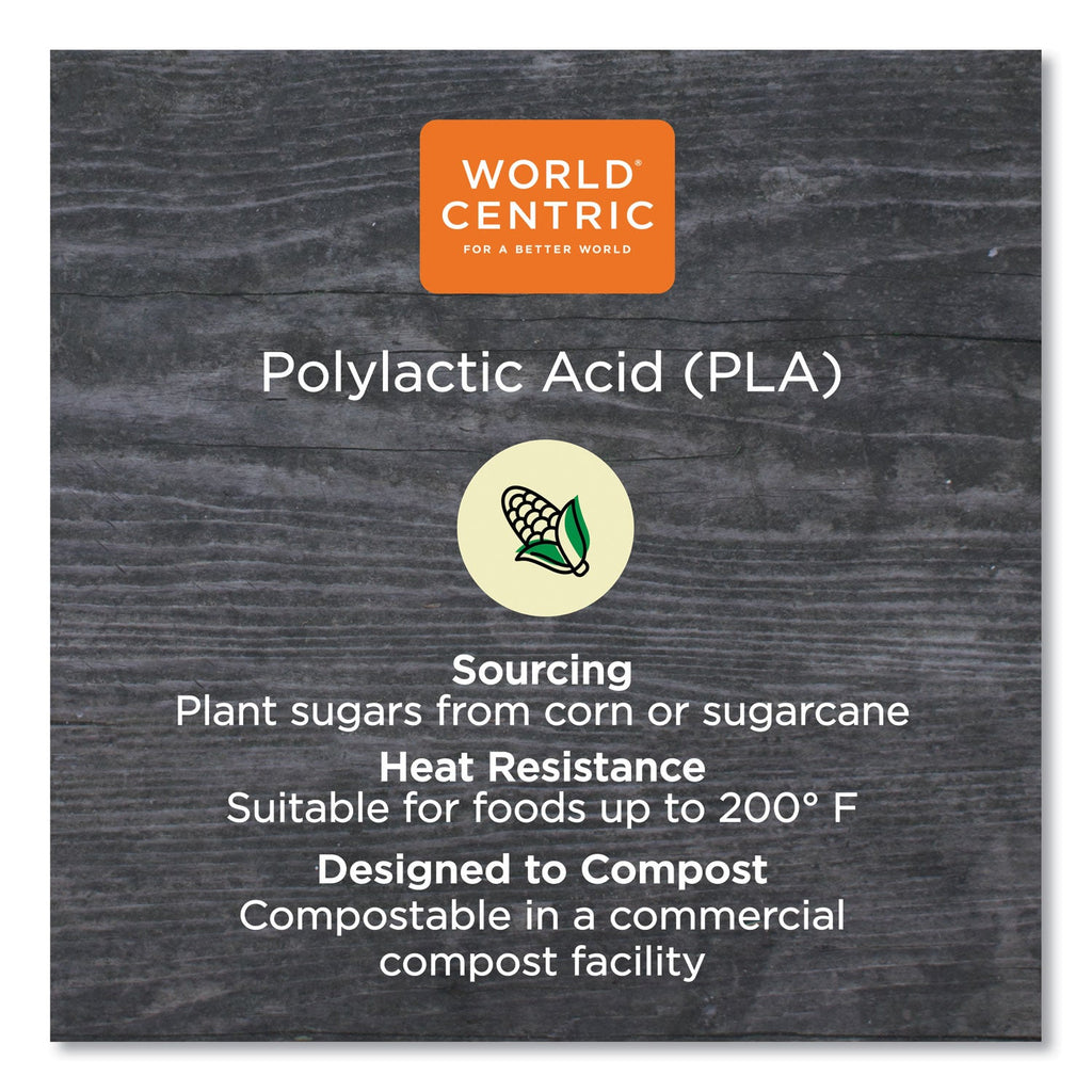World Centric PLA Lids for Fiber Burrito Bowls, 8" Diameter, Clear, Plastic, 400/Carton