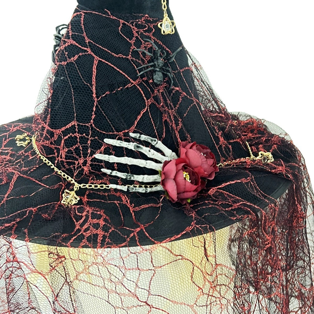 Halloween Witch Hat Vintage Lace Veil Cap