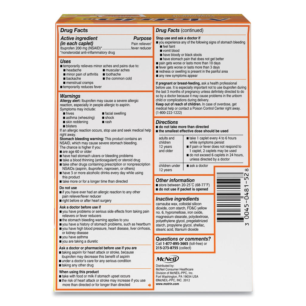 Motrin Ibuprofen Tablets, Two-Pack, 50 Packs/Box