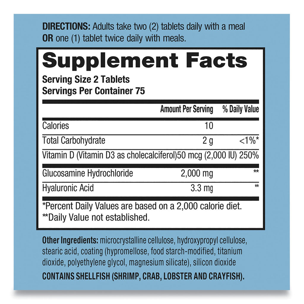 Schiff Glucosamine 2000 mg Plus Vitamin D3 Coated Tablet, 150 Count