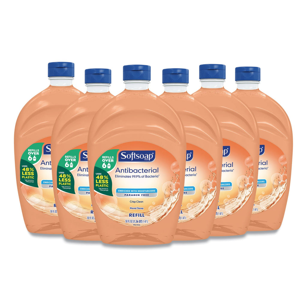 Softsoap Antibacterial Liquid Hand Soap Refills, Fresh, 50 oz, Orange, 6/Carton