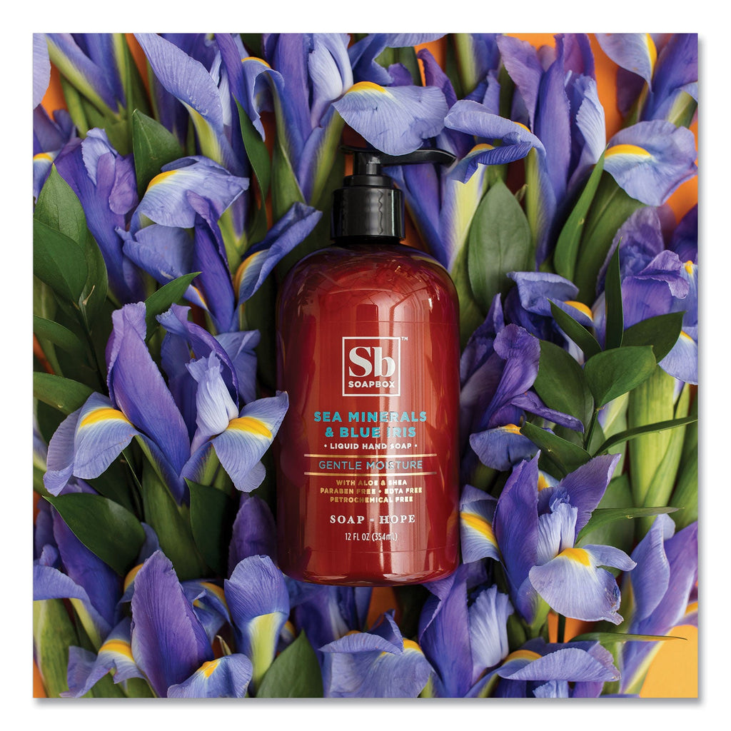 Soapbox Hand Soap, Sea Minerals and Blue Iris, 12 oz Pump Bottle