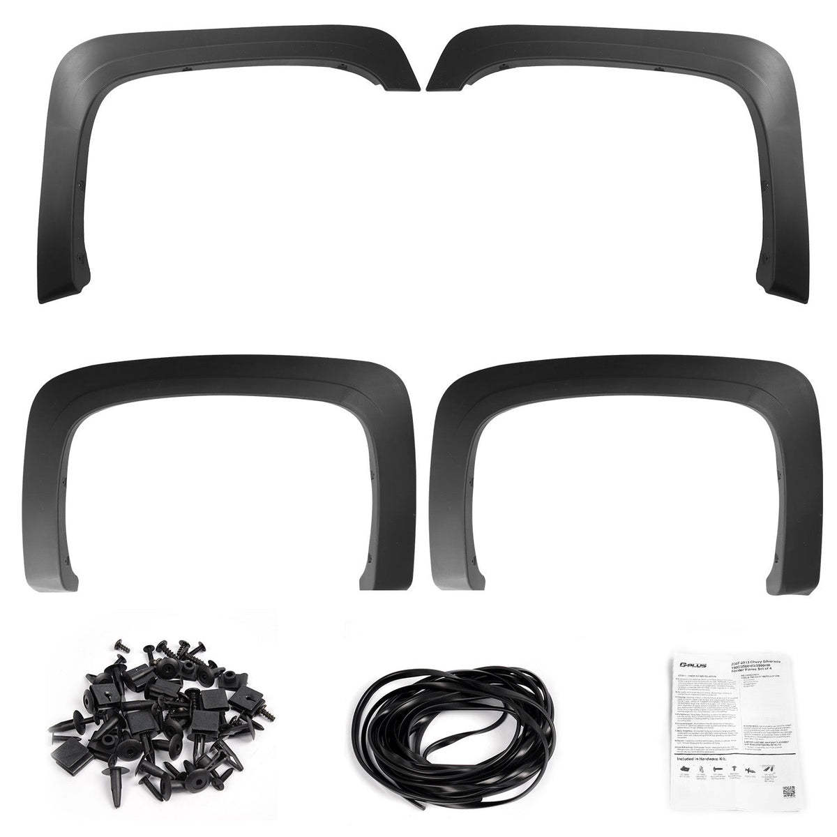 4PCS Wheel Rivet Fender Flares Pocket Style for 07-13 Chevy Silverado 1500 2500HD/3500HD