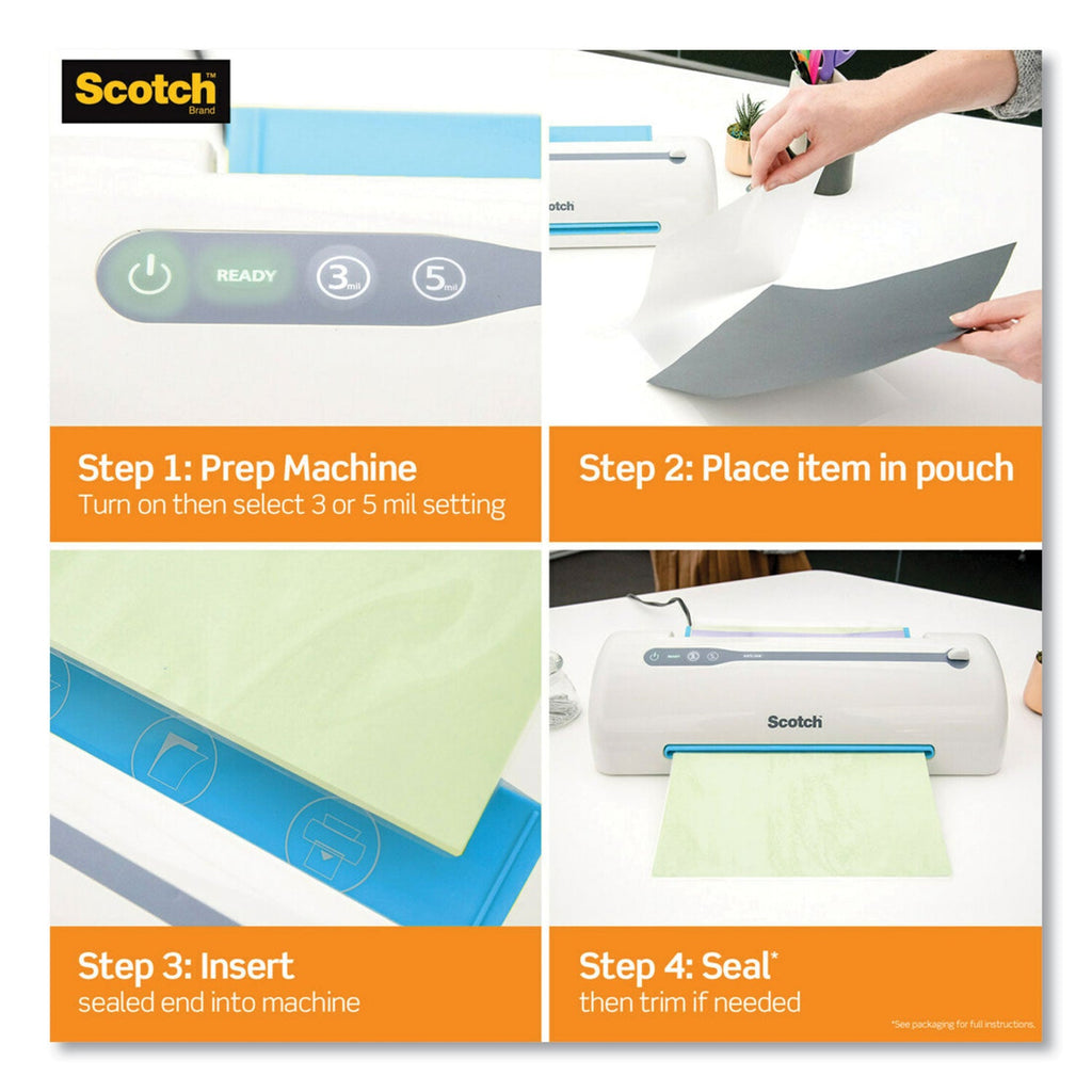 Scotch Laminating Pouches, 5 mil, 2.25" x 4.25", Gloss Clear, 10/Pack