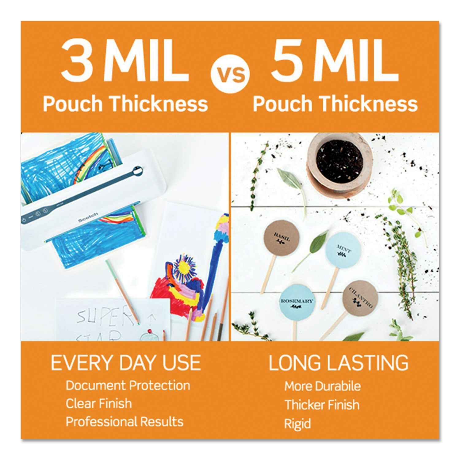 Scotch Laminating Pouches, 5 mil, 2.25" x 4.25", Gloss Clear, 10/Pack