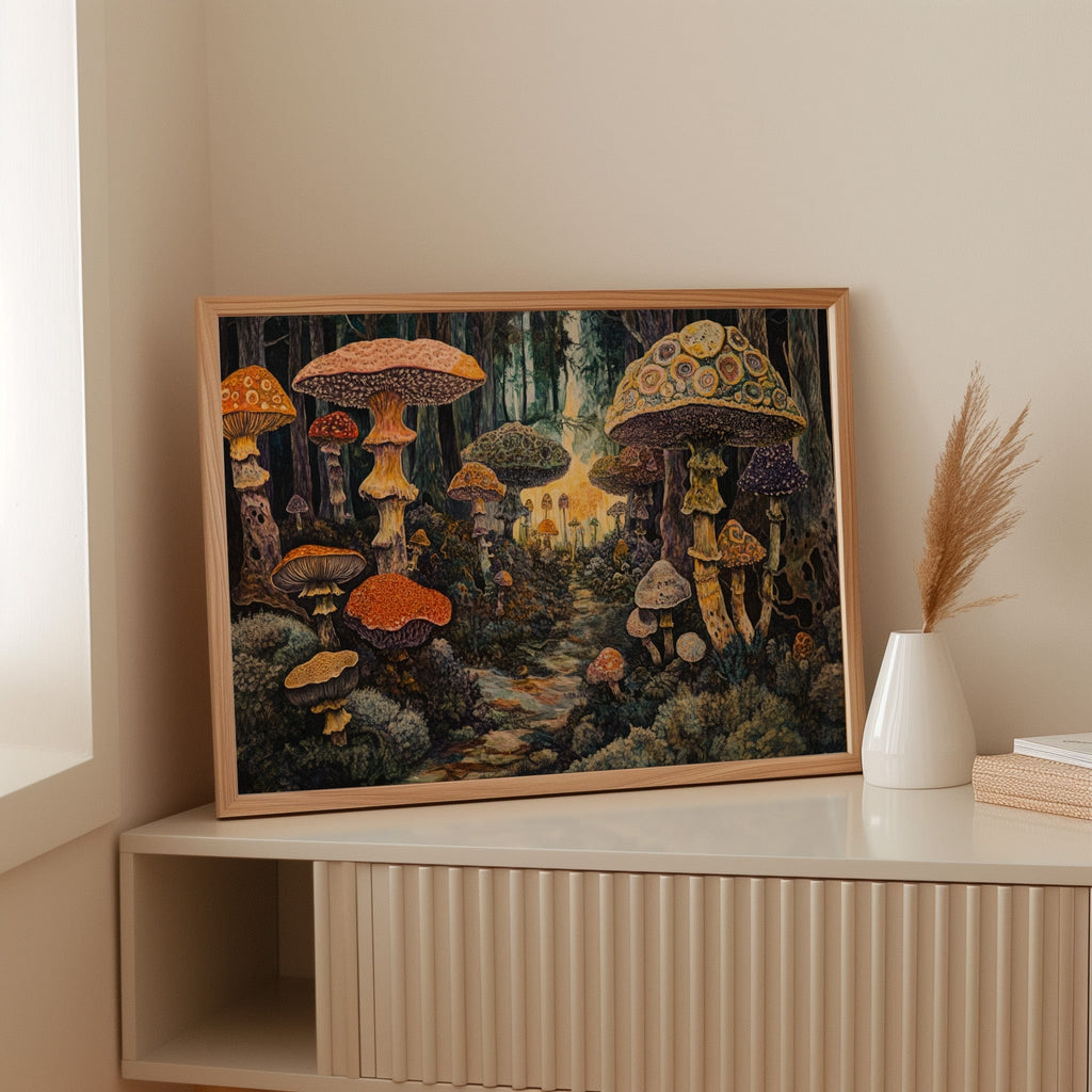 Enchanted Mushroom Forest: Mystical Fantasy Canvas Wall Art