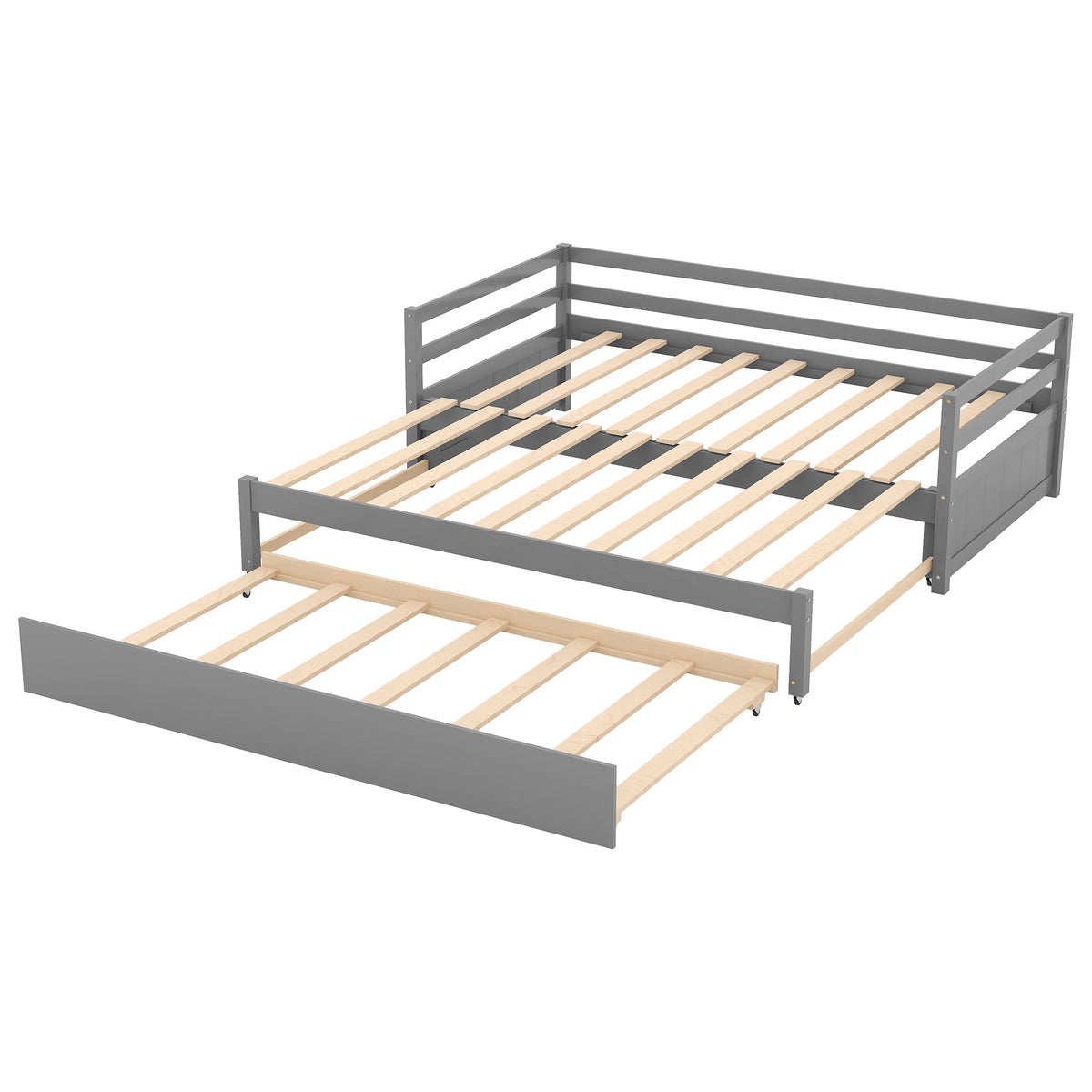 Twin or Double Twin Daybed with Trundle Gray