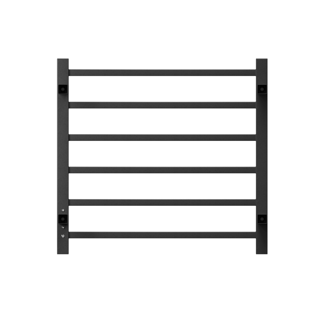 Towel Warmer 6 Bar Electric Heated Towel Rack Wall Mount Plug-in/Bath Towel Heater Matt-Black - Timer