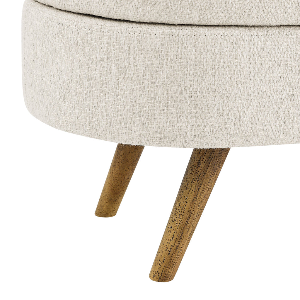 Ottoman Oval Storage Bench Rubber Wood Legs Beige(43.5"x16"x16")