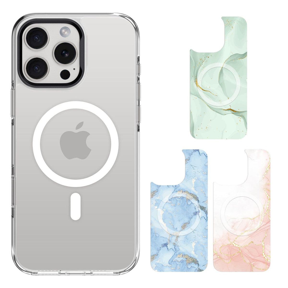 iPhone 16 Pro Case with Swappable Floral & Marble Designs - Wireless Charging | Inspire Series