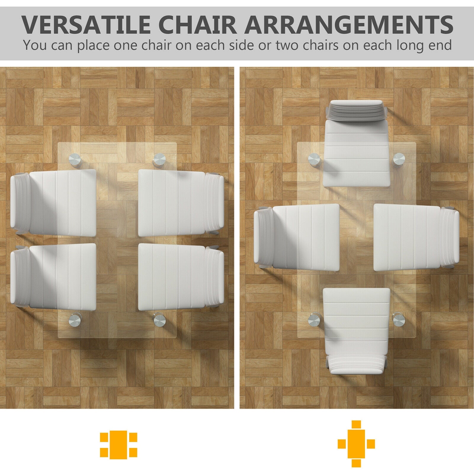 5 Pieces Dining Set with 4 PVC Leather Chairs