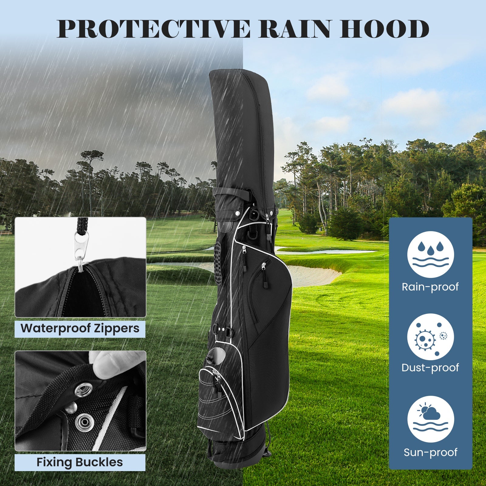 Golf Stand Cart Bag with 4 Way Divider Carry Organizer Pockets