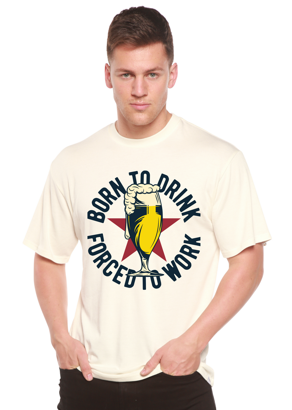 Born to Drink Men's Bamboo Viscose/Organic Cotton Short Sleeve Graphic T-Shirt