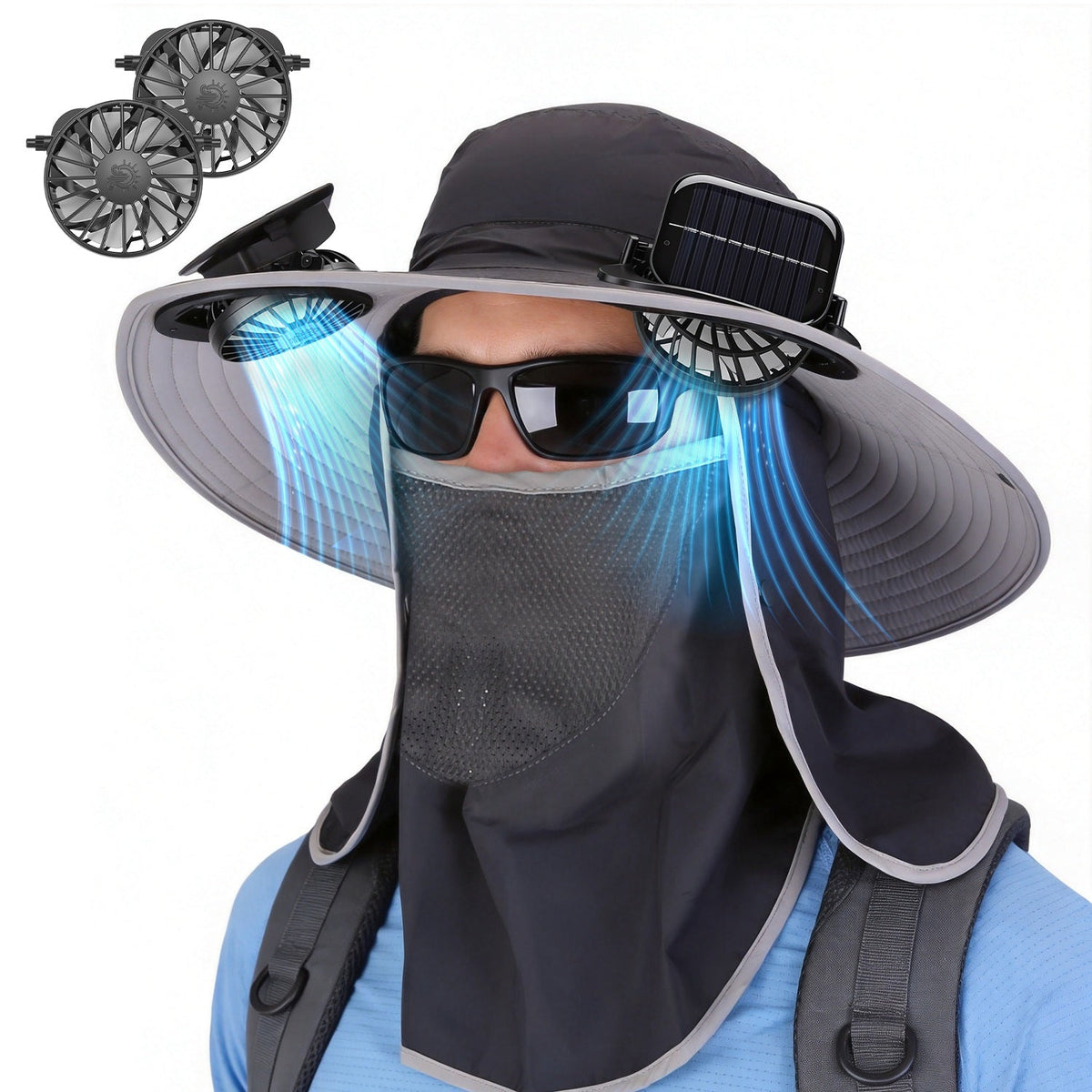Solar Fan Hat with UPF50+ Sun Protection & Neck Flap