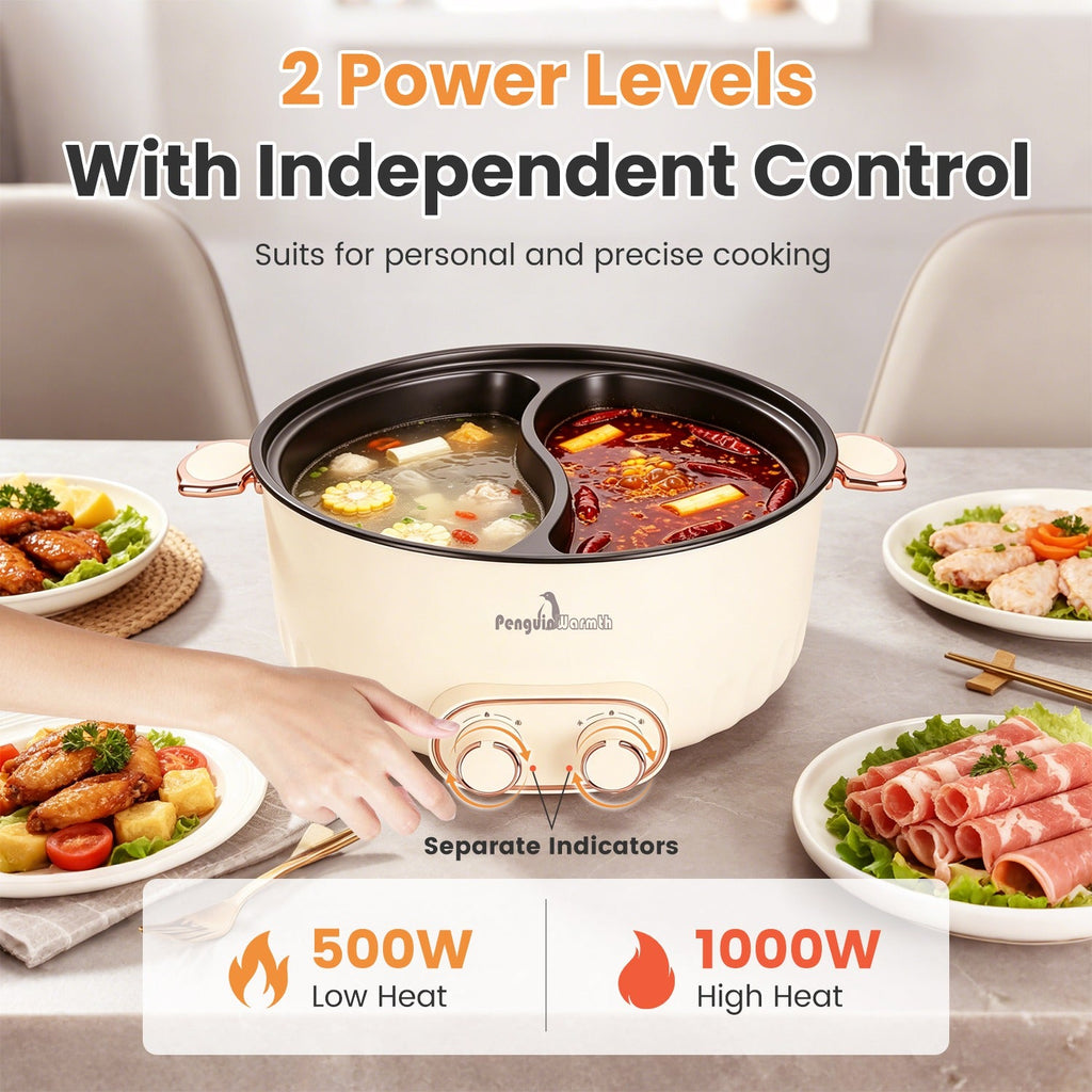 Electric Hot Pot with Divider 6L Dual Control Stainless Steel