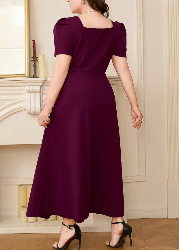 Square Neck Puff Sleeve Midi Dress