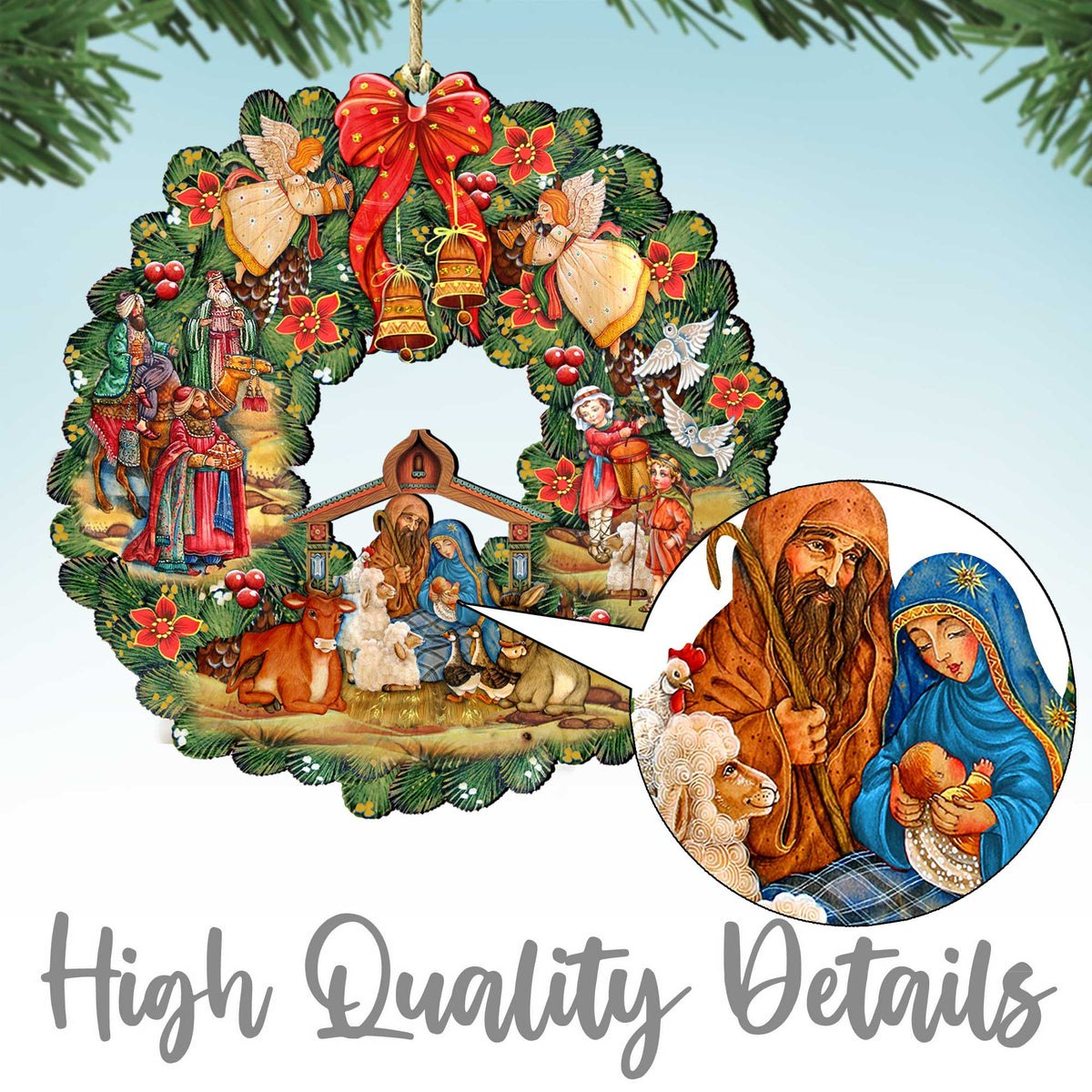 Flamingo Santa Christmas Wooden Ornaments by G. DeBrekht - Christmas Santa Snowman Decor - 8117835