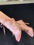 Vintage 2026 New Women Cross Strap High Heels, French Style Stiletto Hollow Printed Gorgeous Fairy Sandals