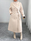 New Winter Womens Double-breasted Wool Coat With An Asymmetrical Collar