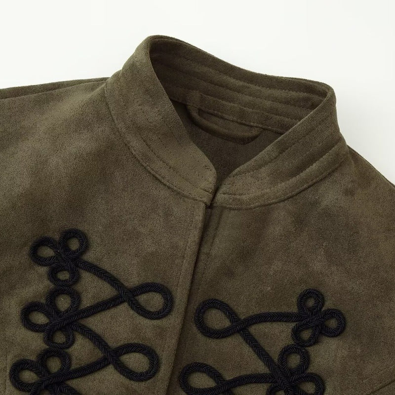 Womens Suede Stand-Neck Jacket Coat