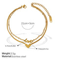 New European & American Fashion Double Layer Heart Love Pendant Anklet For Women, INS Minimalist Style, Trendy Anklet