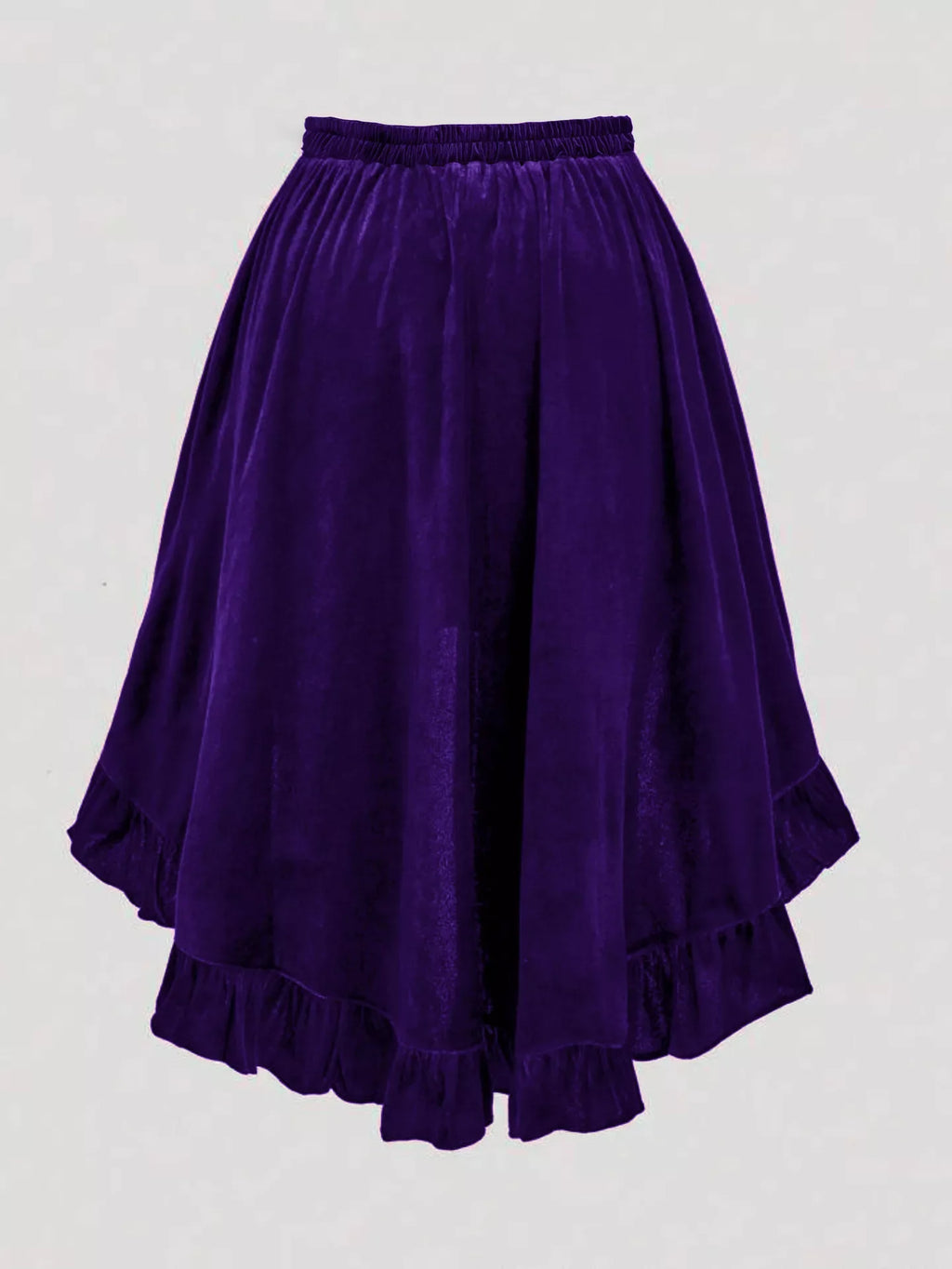 Ruffled Velvet Elastic Waist Skirt