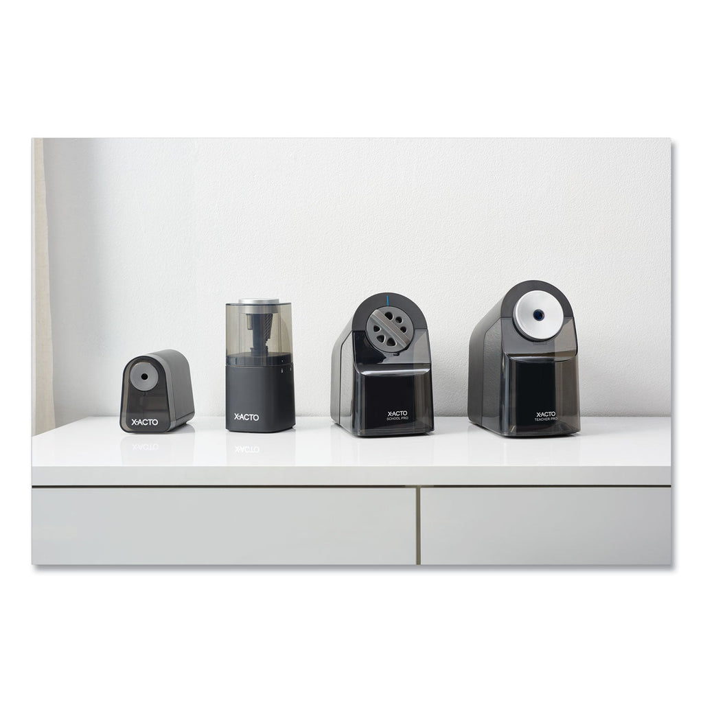 X-ACTO Model 1670 School Pro Classroom Electric Pencil Sharpener, AC-Powered, 4 x 7.5 x 7.5, Black/Gray/Smoke