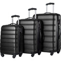 Black 3 Piece Luggage Set Hardside Spinner Suitcase with TSA Lock 20" 24' 28" Available