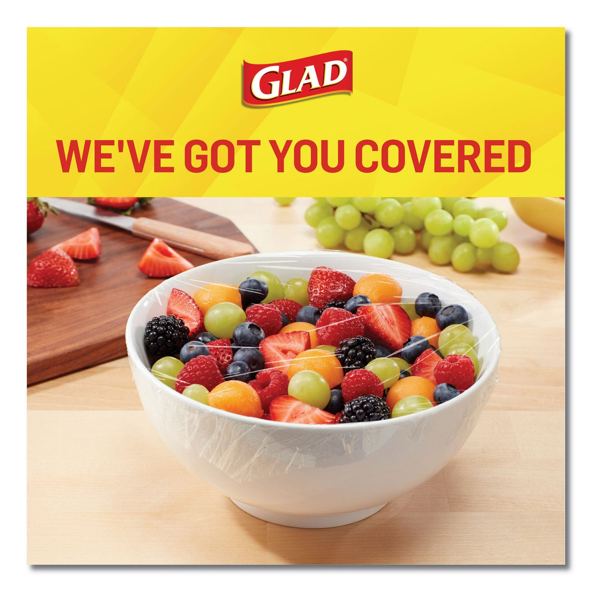 Glad ClingWrap Plastic Wrap, 200 Square Foot Roll, Clear, 12 Rolls/Carton