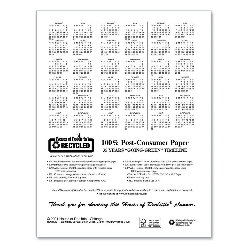 House of Doolittle Recycled Professional Weekly Planner, 15-Minute Appts, 11 x 8.5, Black Wirebound Soft Cover, 24-Month (Jan-Dec): 2023-2024