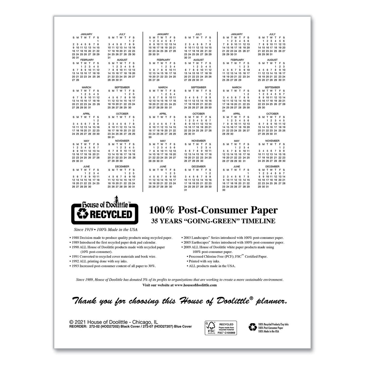 House of Doolittle Recycled Professional Weekly Planner, 15-Minute Appts, 11 x 8.5, Black Wirebound Soft Cover, 24-Month (Jan-Dec): 2023-2024