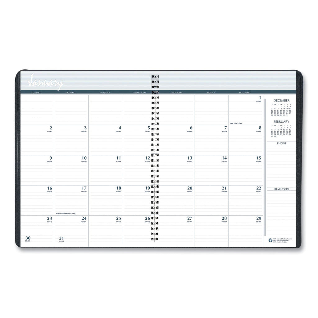House of Doolittle Monthly Hard Cover Planner, 11 x 8.5, Black Cover, 24-Month (Jan to Dec): 2023 to 2024