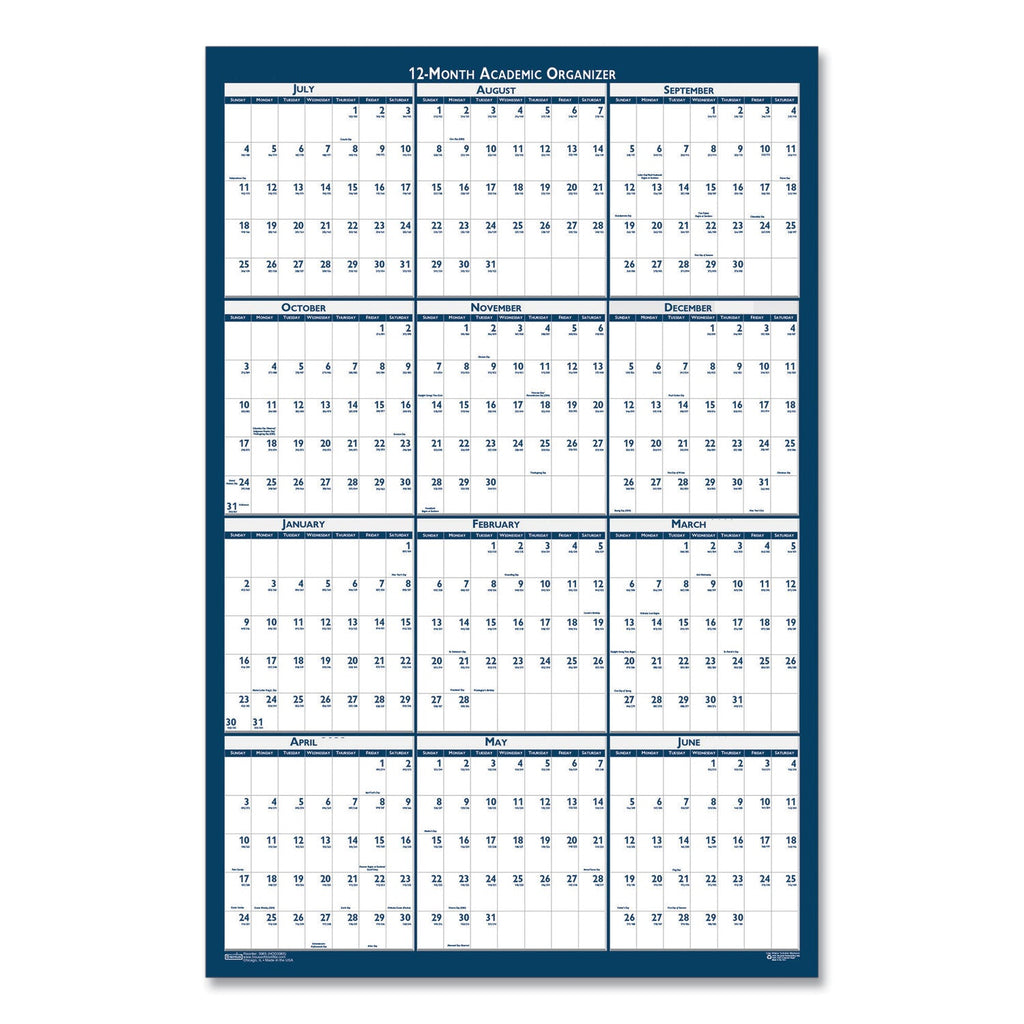 House of Doolittle Academic Year Recycled Poster Style Reversible/Erasable Yearly Wall Calendar, 24 x 37, 12-Month (July to June): 2022 to 2023