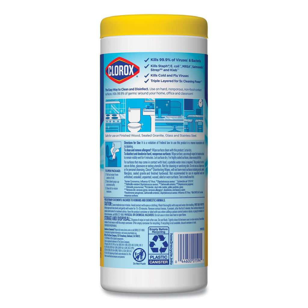 Clorox Disinfecting Wipes, 7 x 8, Crisp Lemon, 35/Canister